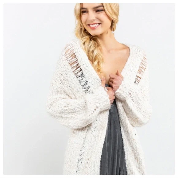 POL Mohair Distressed Long Cardigan Duster - Picture 3 of 9